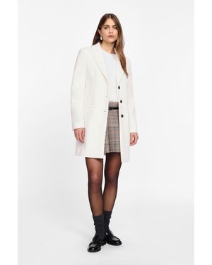 Please Cappotto Lungo Monopetto Monocolour Con Rever Classici - Bianco