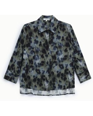 Please Chemise Imprimée Taches Manches 3/4 - Bleu