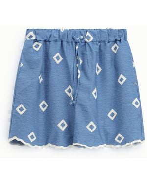 Please Skorts Regular-Fit À Motif Géométrique Et Taille Élastique - Bleu