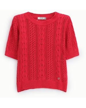 Please Sweater Ajouré Court Manches Courtes - Rouge