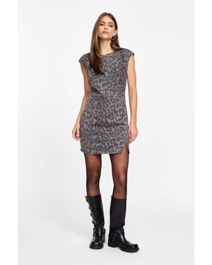 Please Vestito Corto Senza Maniche Stampa Animalier - Multicolore