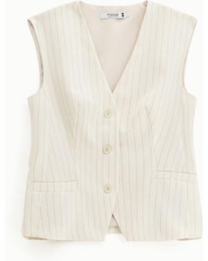Please Gilet Gessato Con Bottoni - Neutro