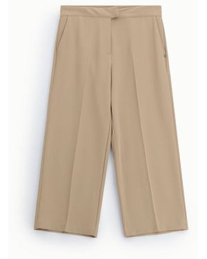 Please Pantalon Cropped Taille Haute Avec Pli Central - Neutre