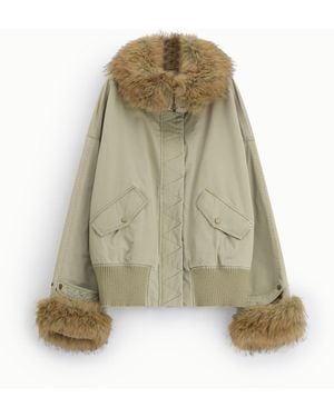 Please Parka Courte À Capuche Avec Détails En Fourrure - Vert