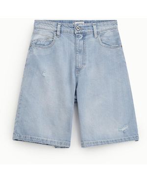 Please Bermuda Shorts Cinq Poches Délavé Clair - Bleu