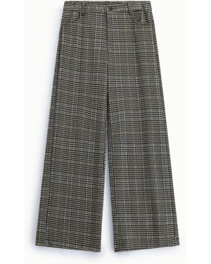 Please Trousers Larges Motif Carreaux Taille Haute - Gris