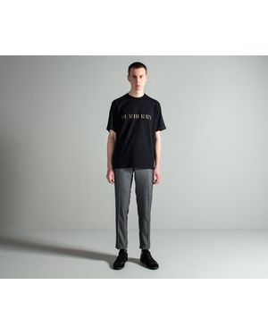Burberry Check Logo Cotton T-shirt - Black