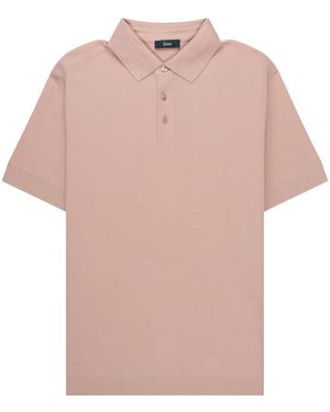Herno Knitted Ss Polo Shirt - Pink