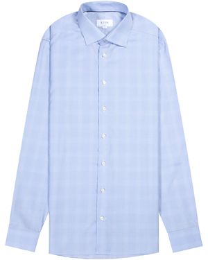 Eton Micro Gingham Sky/white - Blue