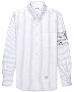 Thom Browne Striped Shirt With Bird Details - White