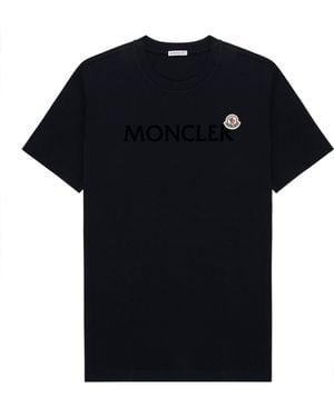 Moncler Velvet Logo Cotton T-Shirt - Black