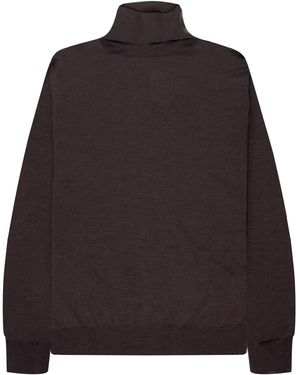 Canali Merino Wool Roll Neck - Black