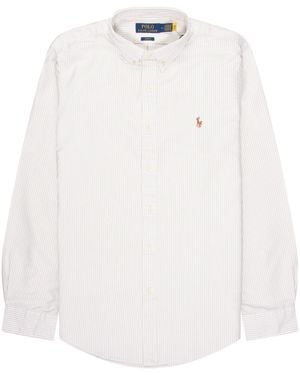 Polo Ralph Lauren Cream/ Stripe Cotton Slim Fit Shirt - White