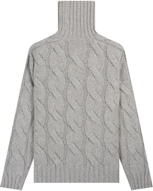 Brunello Cucinelli Striped Cable-Knit Alpaca Rollneck - Grey