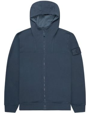 Stone Island Ghost Baltic Thin Stretch Full Zip Hoodie - Blue