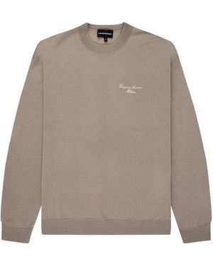 Emporio Armani Embroidered Logo Knitted Jumper - Brown