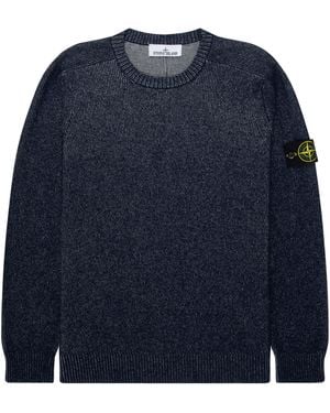 Stone Island Melange Plated Rib Boucle Cotton Jumper - Blue