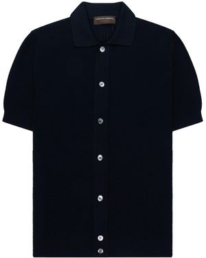 FILIPPO DE LAURENTIIS Filippo Woven Full Button Polo - Blue