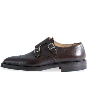 Crockett & Jones 'Harrogate' Country Calf Grain Double Monk Shoes Dark - Black