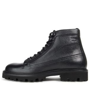 BOSS Grained Leather Half Boots - Black