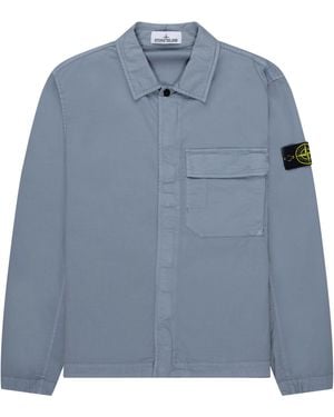 Stone Island Sky Cotton Overshirt With Chest Pocket - Blue