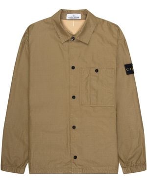 Stone Island Ripstop Full Button Overshirt - Natural