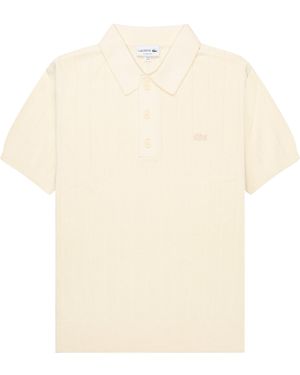 Lacoste Cream Heavy Knitted Tennis Polo - Natural