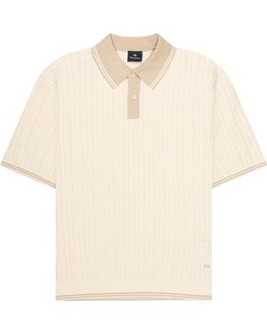 Paul Smith Cream Knitted Detailed Polo - Natural