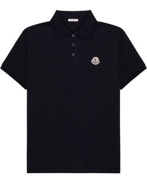 Moncler Logo Patch Piquet Polo - Blue