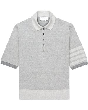 Thom Browne Textured Stripe Stitch Polo - Grey