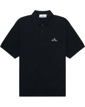 Stone Island Signature Embroidered Logo Polo - Black
