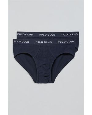 POLO CLUB Pack Di Due Slip Blu Marino Con Particolare