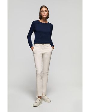 POLO CLUB Pantaloni Chino Slim Fit Ecru Con Particolare - Blu