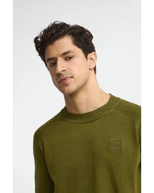 POLO CLUB Maglione Cotolino Verde Muschio A Maniche Raglan Con Logo