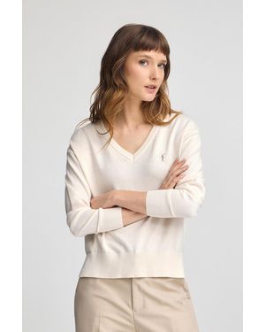 POLO CLUB Maglione Ecrù Con Scollo A V - Neutro
