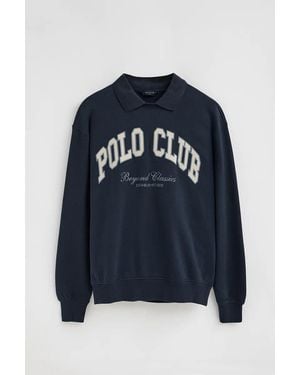 POLO CLUB Felpa Blu Marino, Relaxed Fit Con Logo