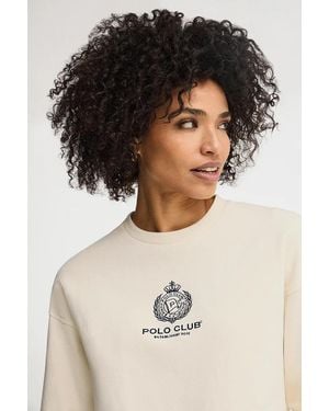 POLO CLUB Felpa Ecrù, Dal Fit Dritto Con Logo Nautic - Nero