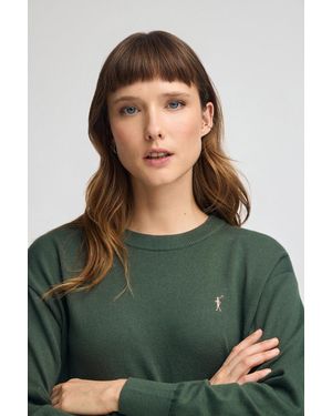 POLO CLUB Maglione Verde Fango A Girocollo