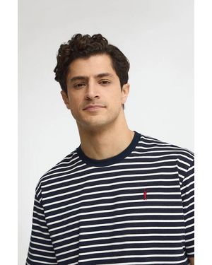 POLO CLUB Maglietta A Righe Blu Marino Ed Ecrù Dal Fit Ampio Con Logo Rigby Go