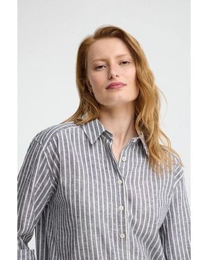 POLO CLUB Camicia Cotolino A Righe Celeste Regular Fit Con Ricamo - Grigio