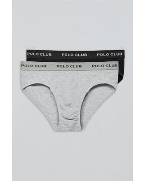 POLO CLUB Pack Di Due Slip Nero E Grigio Con Particolare