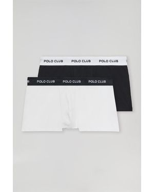 POLO CLUB Pack Di Due Boxer Bianchi E Neri Con Logo - Nero