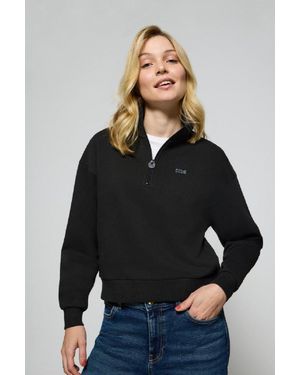 POLO CLUB Felpa Mezza Cerniera Nera Con Logo Rigby Go - Nero