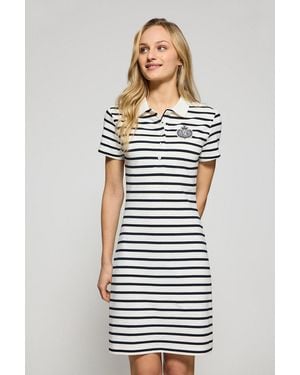 POLO CLUB Vestito Ecrù A Righe E Collo A Polo Con Toppa Nautica - Neutro