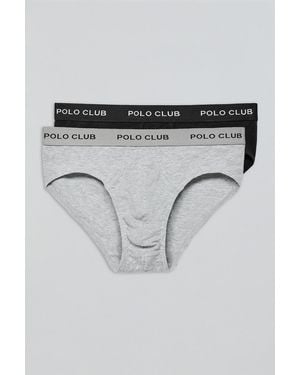 POLO CLUB Pack Di Due Slip Nero E Grigio Con Particolare