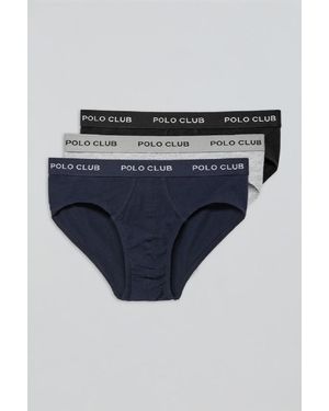 POLO CLUB Pack Di Tre Slip Nero, Grigio E Blu Marino Con Particolare