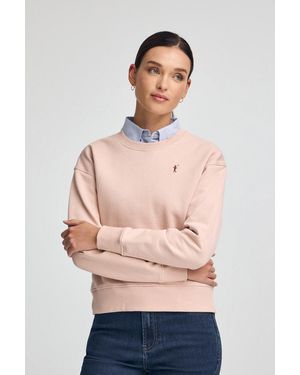 POLO CLUB Felpa Rosa Pallido, Boxy Fit Con Logo Rigby Go
