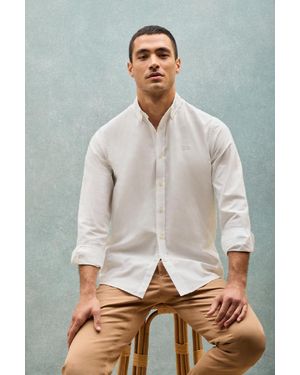 POLO CLUB Camicia A Tinta Unita Oxford Bianca Con Logo Ricamato - Grigio
