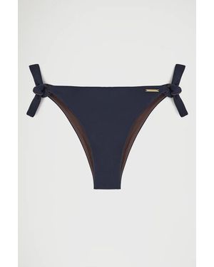 POLO CLUB Slip Bikini Reversibile Blu Marino E Marrone Con Logo