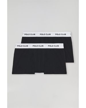 POLO CLUB Pack Di Due Boxer Neri Con Logo - Nero